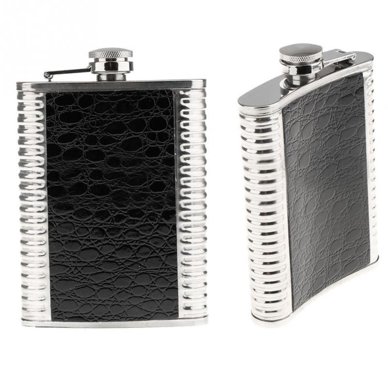 

Wholesale- 8oz Stainless Steel Leather Liquor Hip Flask Fathers Day Gift 9.5*2.2*13.5CM