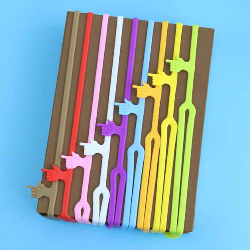 10pcs/lot Hot Sale New Cute Silicone Finger Pointing Bookmark Colorful Book Mark Office Supply Funny Gift Cute Prize Gifts Free Shipping-image-393672224