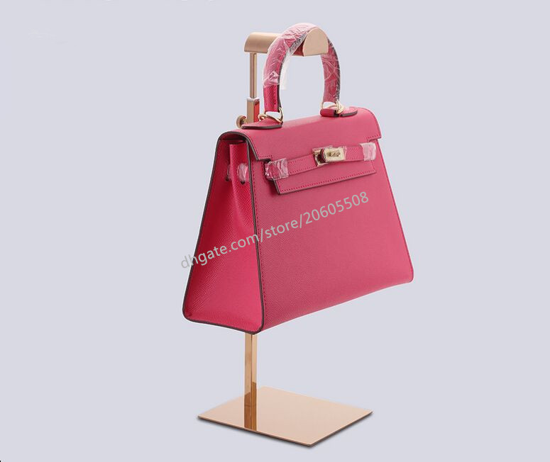 

Free shipping high quality Rose gold stainess steel handbag display stand wig purse bag display holder rack shelf adjustable hanger hooks