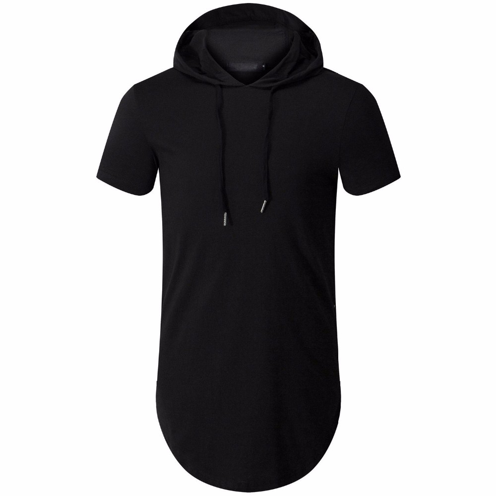 

Wholesale- New Arrived Men' Hipster Hip Hop Short Sleeve Hoodie Side Zipper T shirt Men short sleeve Hoodies Hooded design long hoodies, Black