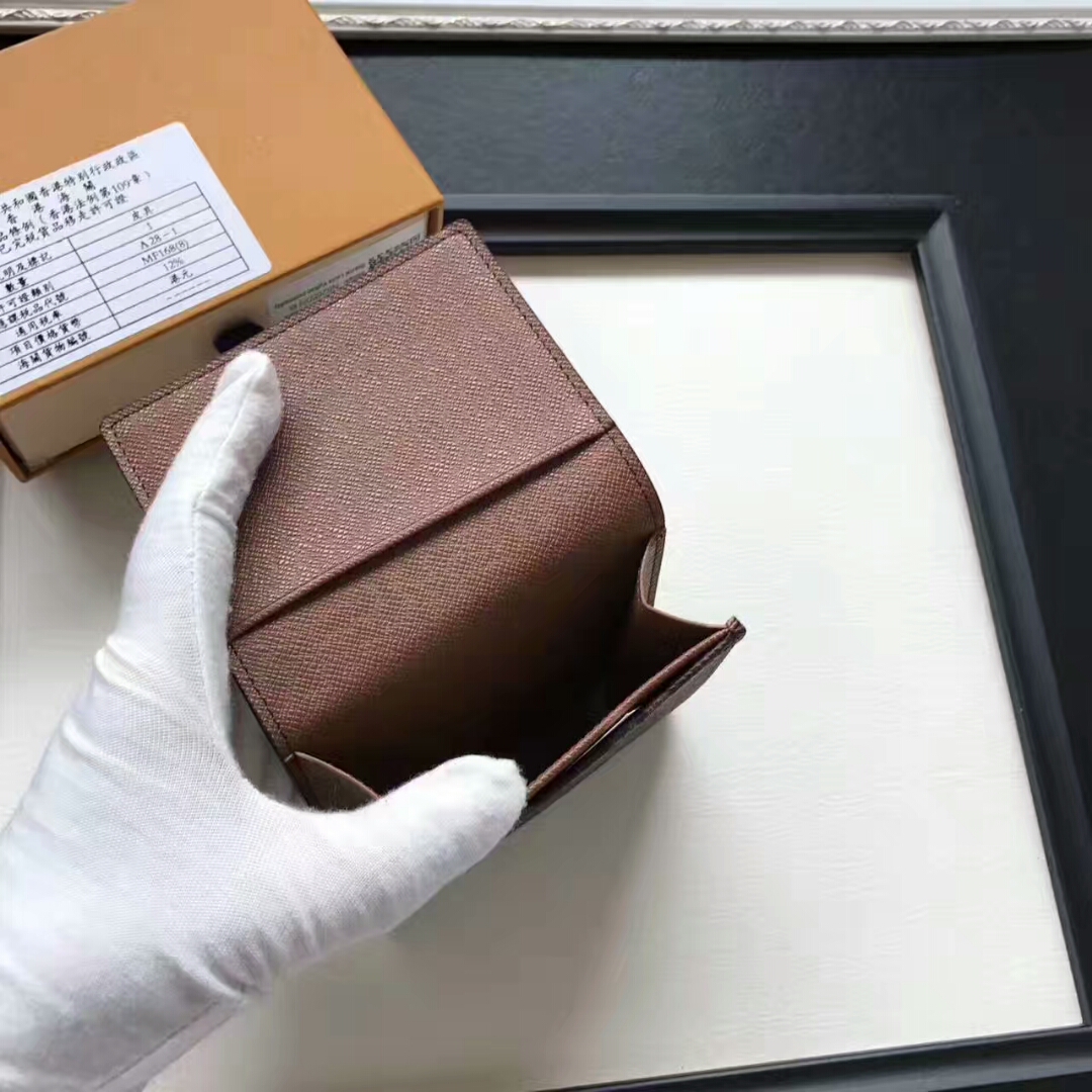 

2018 Famous Brand Women Geniune leather wallet M62920 women Purses Men card With box Short Coin wallet bags GC40, Brown letter