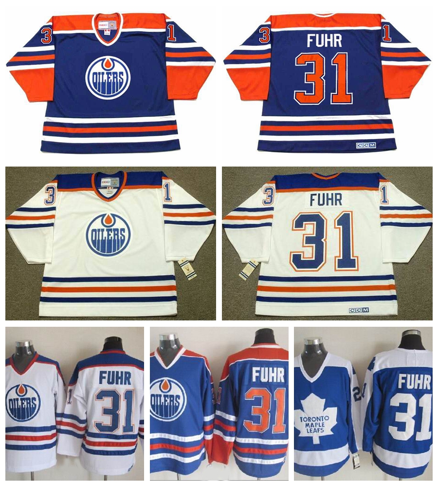 

Edmonton Oilers Grant Fuhr Hockey Jerseys 1987 CCM Vintage 31 Grant Fuhr Jersey Toronto Maple Leafs Stitched Cheap, Oilers white