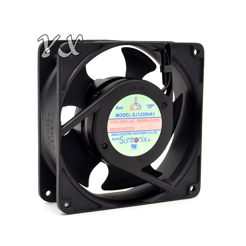 80x80x38mm SJ8038HA2 Ball 8cm 220-240V 0.1A 15W 25CFM 0.17INH2O 2600RPM 31dBA 2Wire Aluminum Blade Ac Fan
