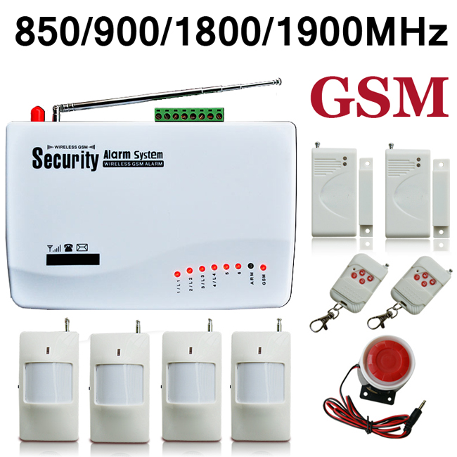 

Dual Antenna Wireless Home Security Burglar GSM Alarm System Auto Dialer SMS SIM (Built-in battery)+ PIR Motion Detector+Door/Window Sensor