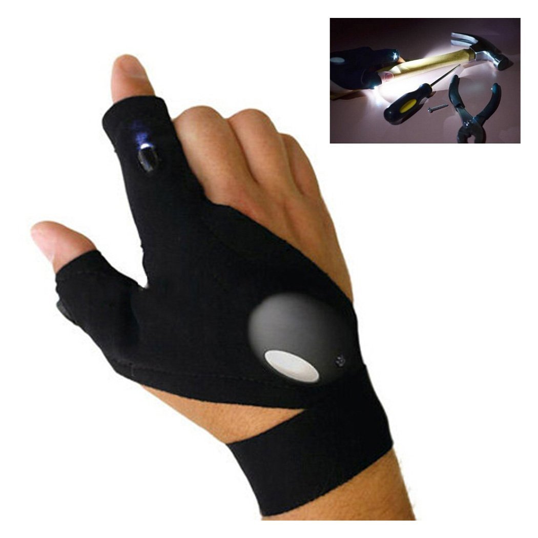 

Torches 2 LED Light Flashlight Cycling Gloves Torch Magic Strap Glove For Repairing and Working Outdoor Sporting/Camping/Hiking Finger