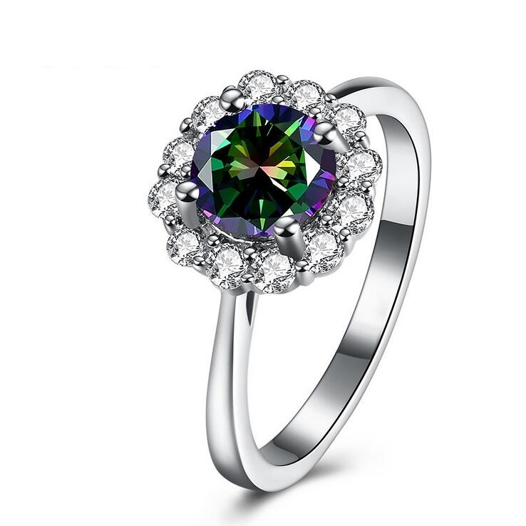 

Wholesale Fashion Jewelry 18K White Gold Filled Solitaire Multistone CZ Diamond Amethyst Ruby Women Wedding Band Finger Ring for Lover Gif