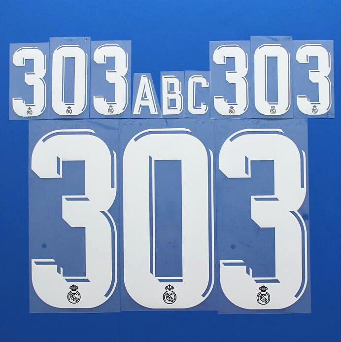 

2017-2018 Real Madrid Home/Away Custom soccer New Nameset Customize Number 0-9 Name A-Z Print Player nameset