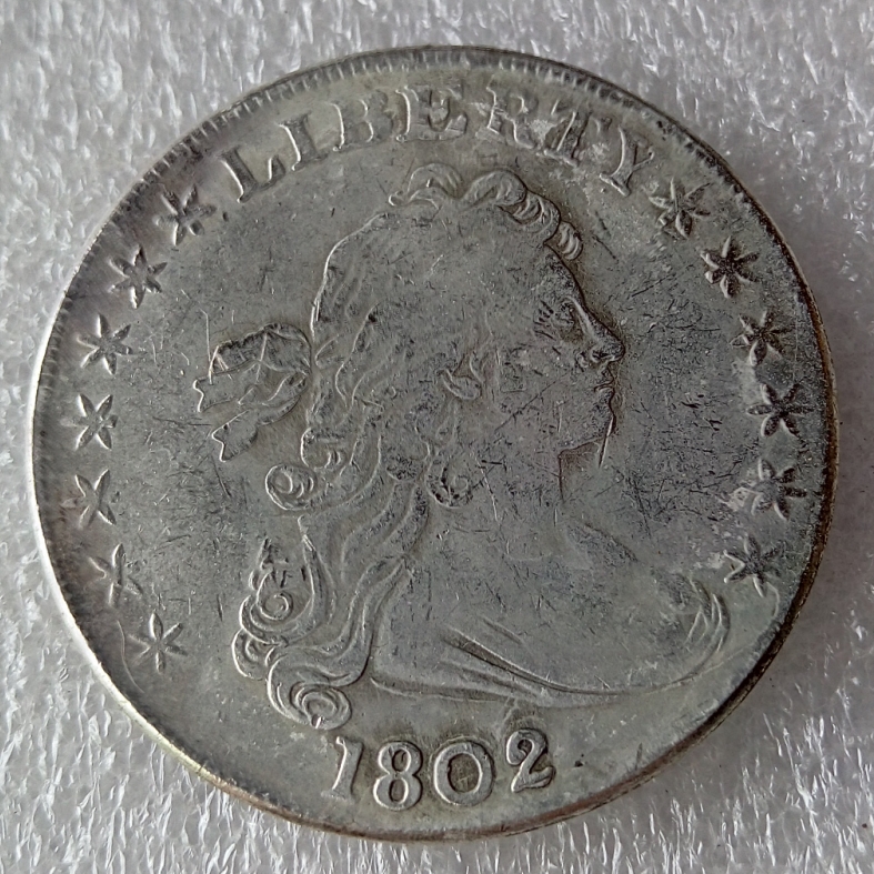 

United States Coins 1802 Draped Bust Brass Silver Plated Dollar Copy Coin
