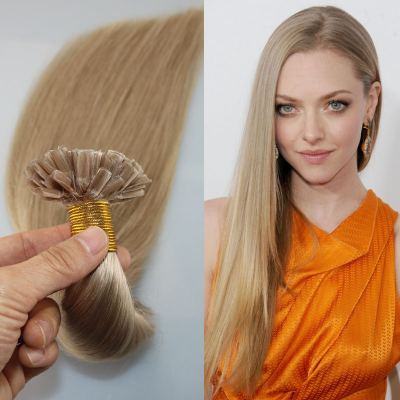 

100Strands 100g/set Keratin Nail U tip Pre-bonded Remy Human Hair Extension Ash Blonde Brazilian Remy Hair Extension