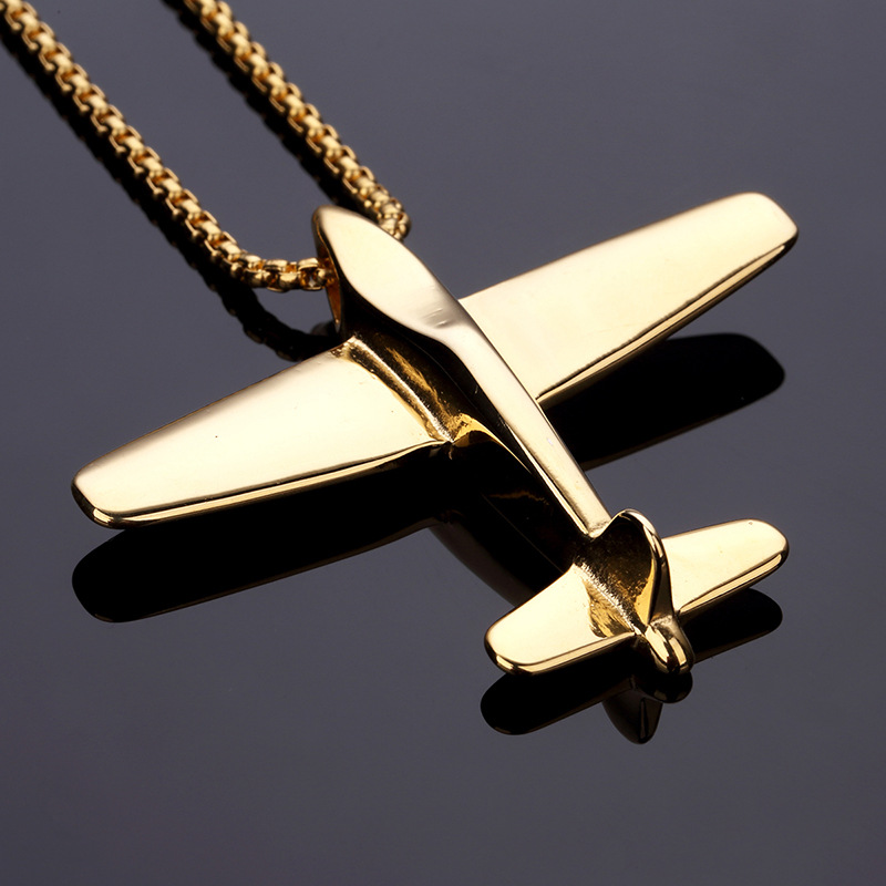 

Gold Stainless Steel Aircraft Pendant Necklace Unique Custom Name Plane Necklace Pendant For Men Women Jewelry