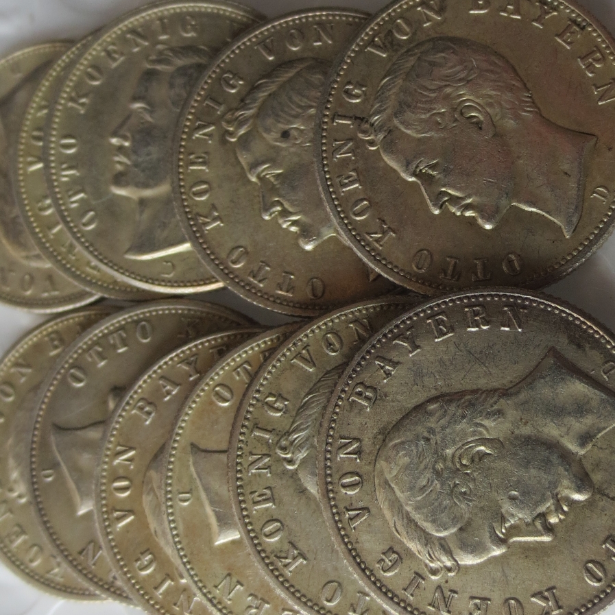 

Germany Bavaria 2 Mark Full set(1891-1913) 11pcs Copy Coins metal craft