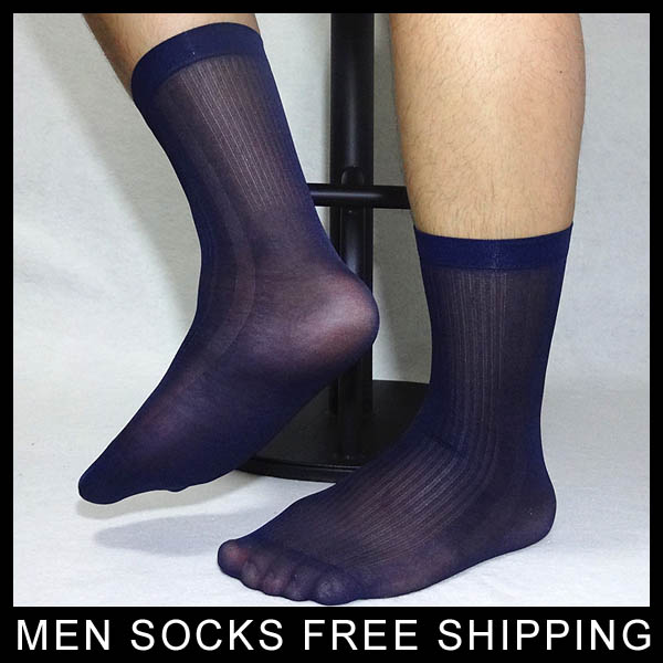 2019 Mens Nylon Silk Socks Sheer Thin Formal Dress Sock Sexy ...