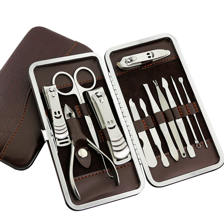 

12PCS Manicure Set Stainless Steel Nail Clipper Pusher File Scissor Tweezers Tools Kit