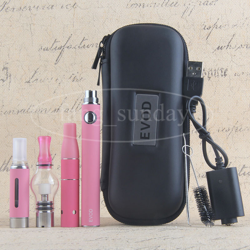 

3in1 Vaporizer eVod MT3 Atomizer eGo Glass Globe Wax Dome Tank Starter Kits 3 in 1 Oil Vape Pen Zipper Case e cigs
