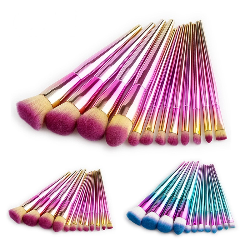 

Rainbow Gold Makeup Brushes 12pcs/set Glitter Diamond Makeup Brush Synthetic Hair Make Up Brush Professional Cosmetic Brush Tool Kit