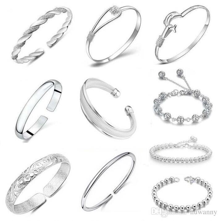Bracelets Bracelet En Argent Bracelet Vente Chaude Manchette Bracelets pour Fille De Mariage Cadeau De Mode Bijoux En Gros Livraison gratuite 019