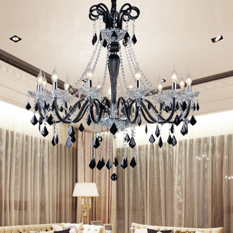 Lustres en cristal noir LED Crystal Cristal transparent Luge de lustre moderne suspendu Pendentifs Nordic Salle à manger Chambre à coucher
