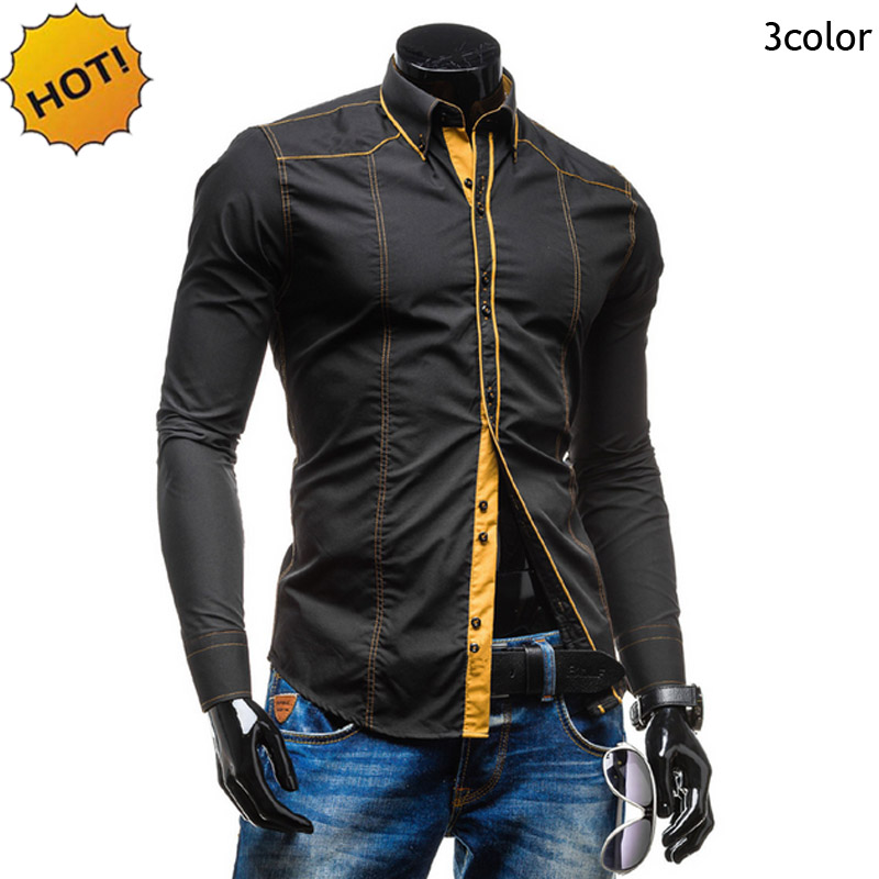hommes chemises mode 2017 printemps automne chemises de designer hommes linéaire hommes chemise à manches longues chemise homme vêtements pour ho