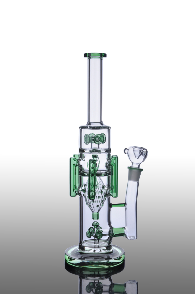 

BIG Green glass bongs with six arms percs water pipe inside recycler dab rigs with 18 mm joint