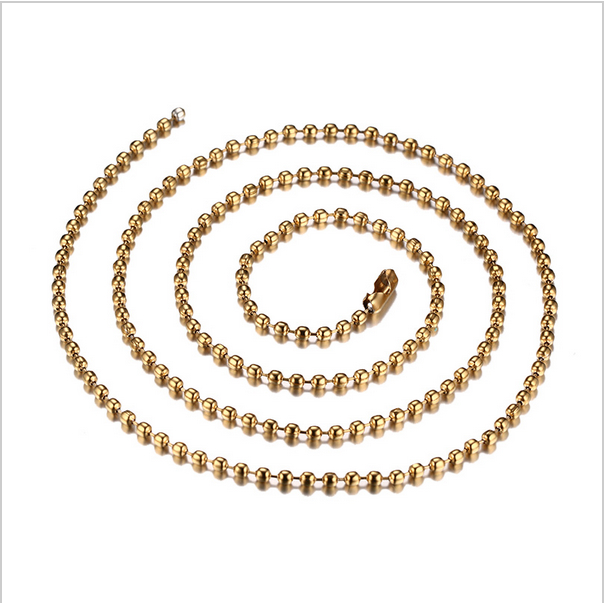 

Fashion Black/Gold/Silver Color Plated 24 inches Ball Chain Necklace Stainless Steel Gold Chain Necklace Cool Necklaces NC-002