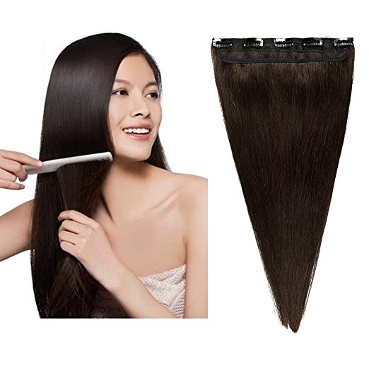 

ELIBESS HAIR- One Piece Remy Clip in Hair Extensions Dark Color Human Hair Clip In 16-26 inch 100g/pcs Hot Selling, #1