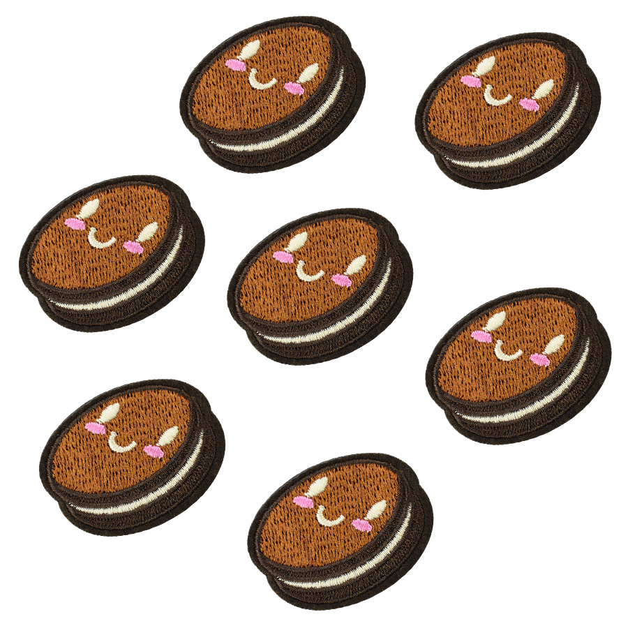

10 pcs funny Biscuit patches badges for clothing iron embroidered patch applique iron on patches sewing accessories for clothes, Black