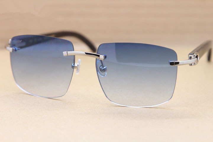 

Brand Sunglassses White Black Buffalo Horn Glasses Blue Lens Rimless Sunglasses Genuine Buffalo Horn Sunglasses Frames Glasses for Men Women