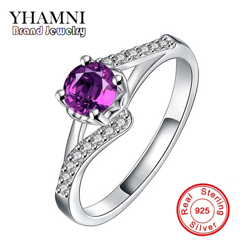 YHAMNI Original Solid Silver Crystal Ring Fashion 5A Diamond Brand Wedding Engagement 925 Silver Rings Jewelry SPR029