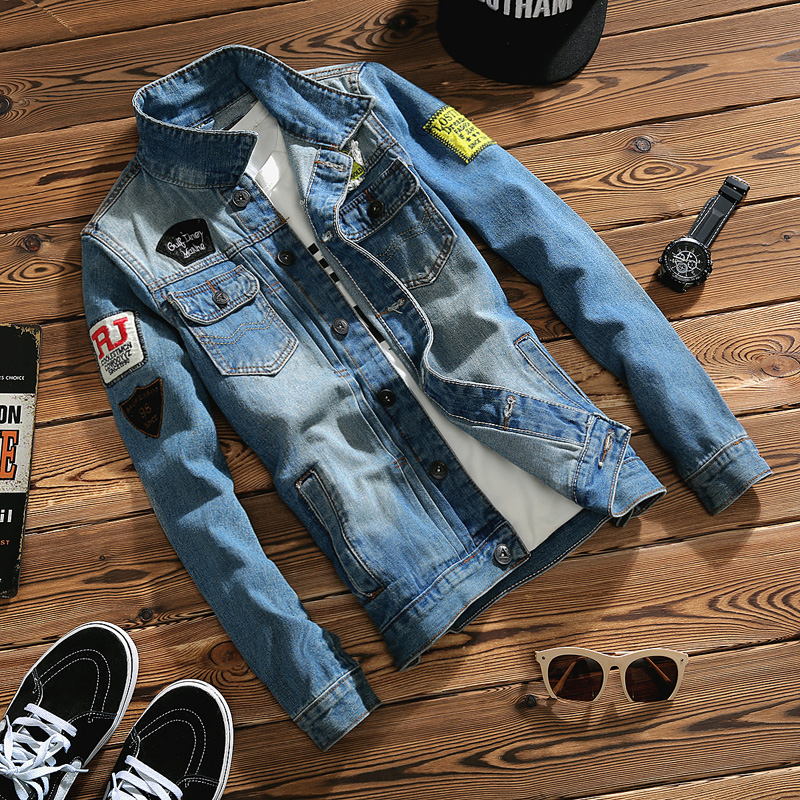 

Wholesale- New Fashion Cowboy Jacket Men's Denim Jacket 2017 spring Autumn Coat Men's Clothing Plus Size OUTERWEAR  - 5XL Free shipping, Blue