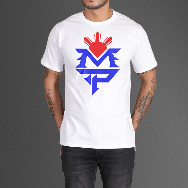 

Wholesale- Free Shipping Fashiont shirt Manny Pacquiao MVP Logo T Shirts Cotton Short Sleeve O Neck T-shirts Boxer tee shirts, White