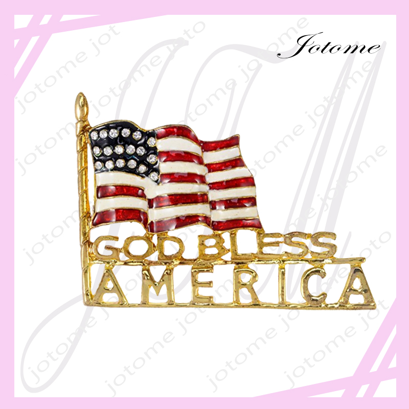 NEW Lot of 12 Enamel & Rhinestone God Bless America American Flag Pins Wholesale 