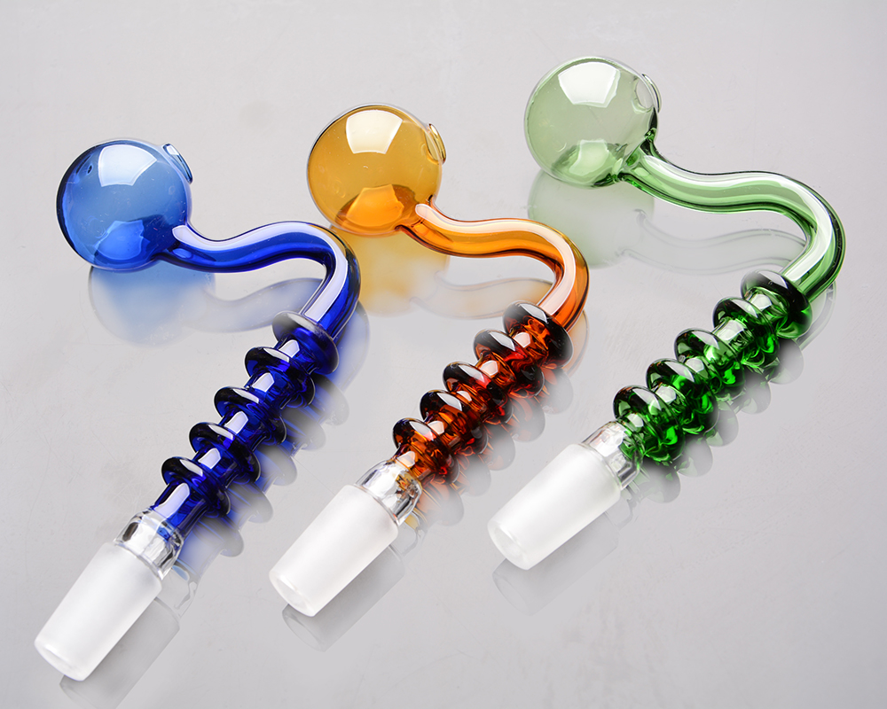 

Curved smoking glass burner hookah accessories colored coil oil banger 14 mm