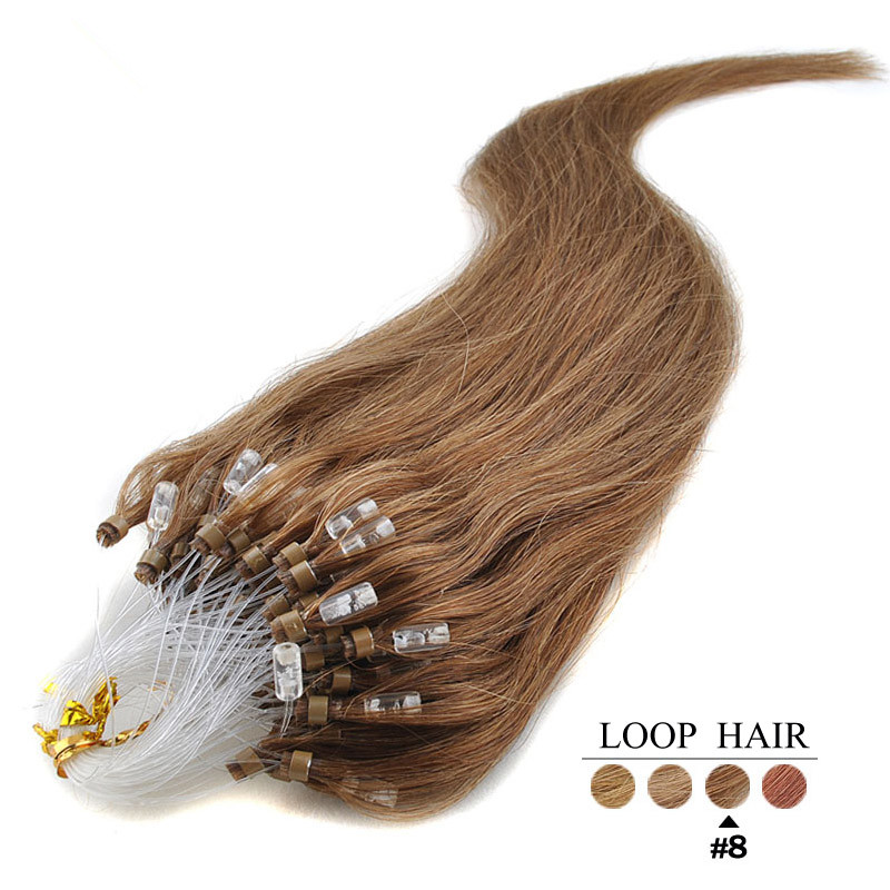 

wholesale remy Brazilian Hair 5A 16"-24" 1g /s 100g/set #4 medium brown Loop/Micro Hair Extension,100% Human Hair dhl free