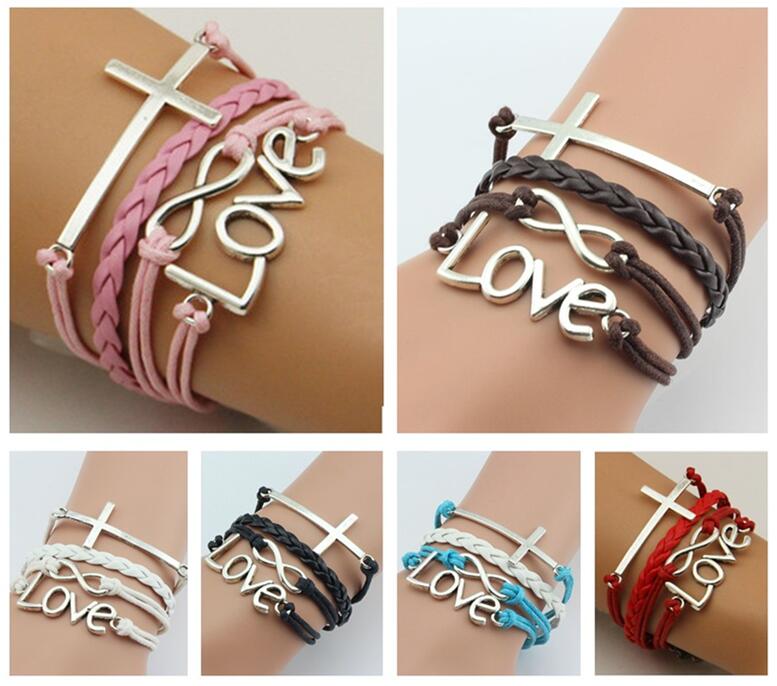 

Good A++ Fashion Charm Bracelets Cross Redemption of the love infinite symbol multi-layer bracelet GSFB140 mix order