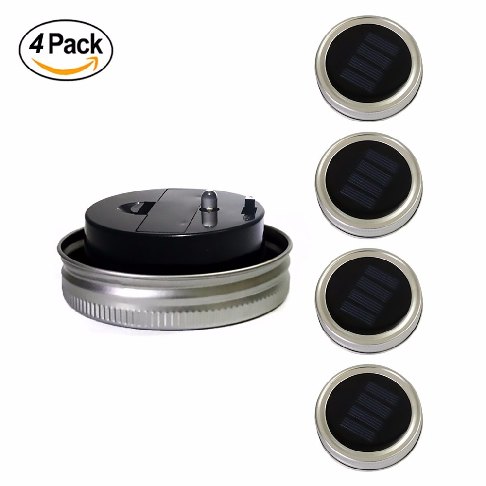 

Free shipping Wholesales NEW Metal Led Lighted Mason Jar Unique Walkway Solar LED Lid Lights