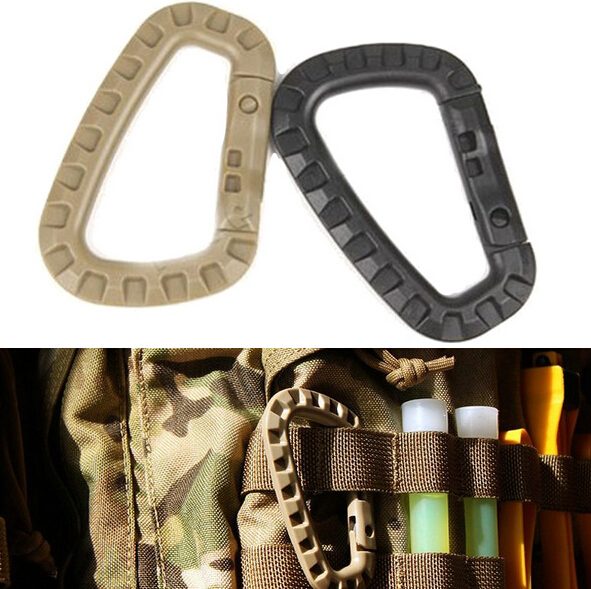 confezione da 5 con gancio di bloccaggio per fettucce Molle Moschettoni tattici multiuso con anello a D Grimloc