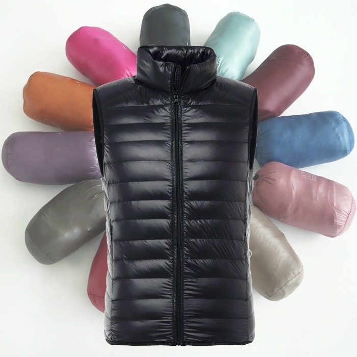 

Wholesale- Men Light Weight Down Puffer Gilet Vest Body Warmer Waistcoat Padded Slim Fit Winter New Fashion 904-302, Black;white