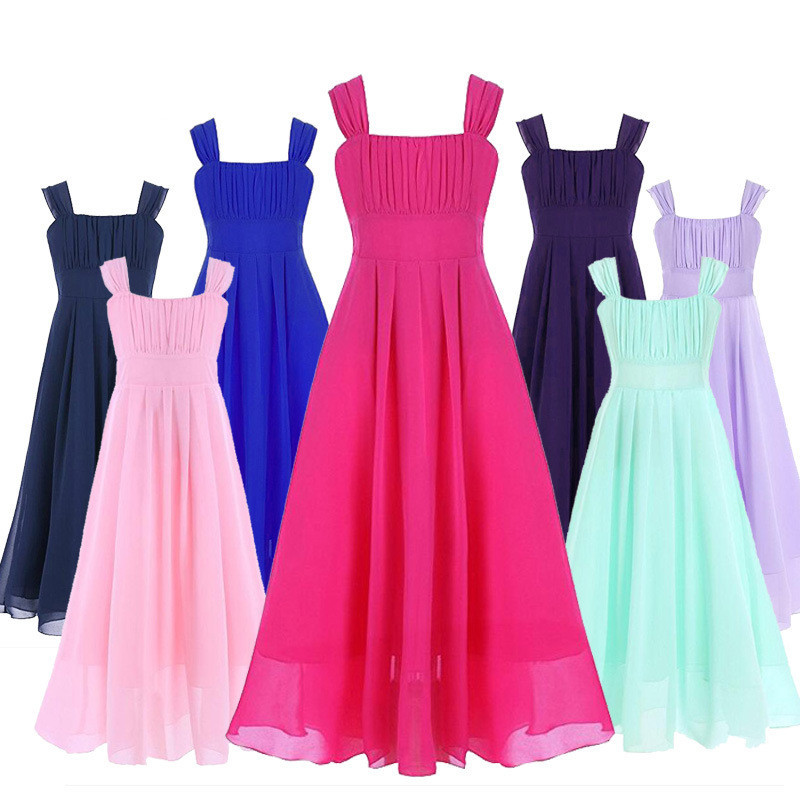 Princess Kids Long Chiffon Flower Girl Pageant Wedding Bridesmaid Party Dress