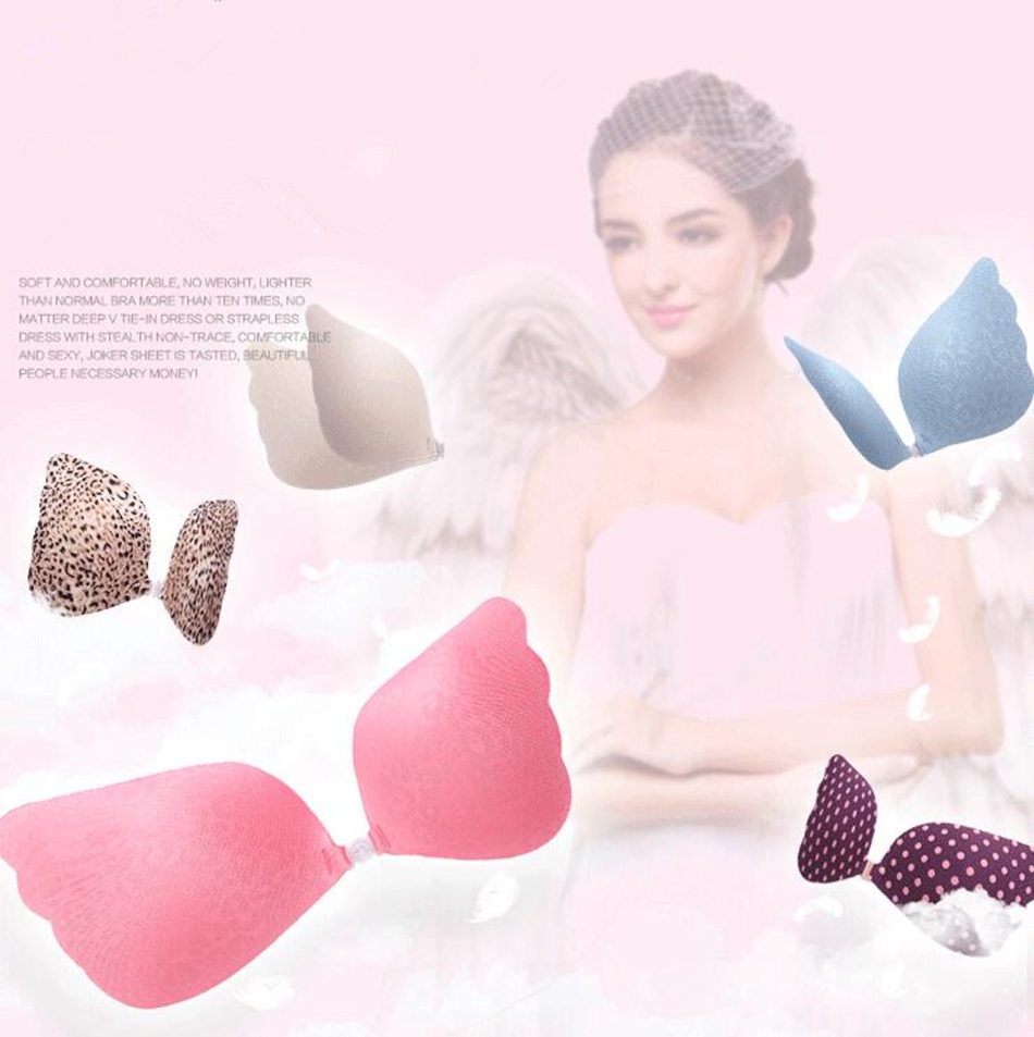 

Leopard Silicone Bra Strapless Push Up Bra Invisible Backless Self Adhesive Silicone Bras 4 Colors LJJO2727, Red(opp bag package)