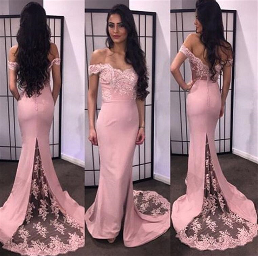 

Custom Made Sexy Nude Pink Prom Dresses A Line Chiffon Off-the-Shoulder Floor-Length Lace Elegant Long Evening Dress Formal Dress, Lilac