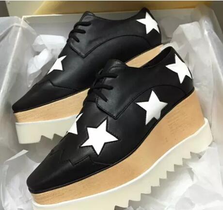 

new free shipping Stone Pattern Genuine Leather Stella Mccartney women Shoes Black Upper White Sole Platform, 10