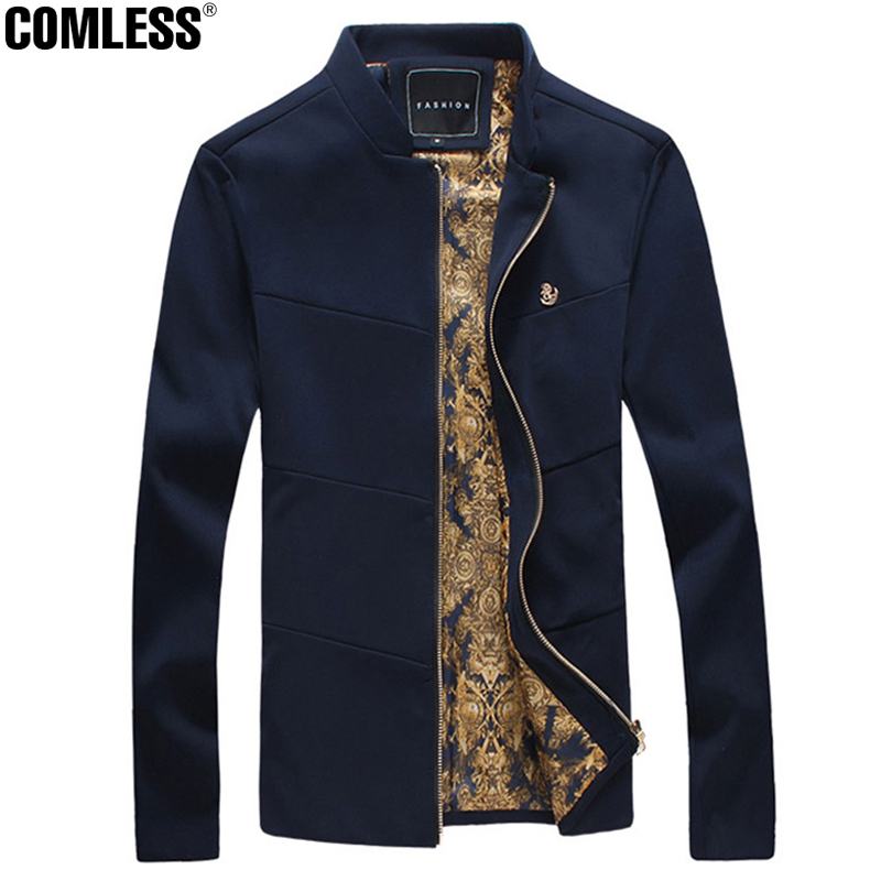 

Wholesale- Men's Jackets 2016 New Brand Long Sleeve Stand Collar Slim Fit Spring and Autumn Casual Solid Outwear Coats Up Size 4XL 5XL, Black
