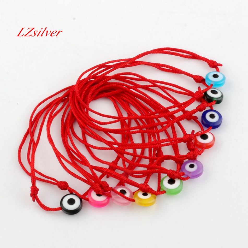 

Hot ! 120pcs Kabbalah Red String Bracelet mix color Resin Evil Eye Bead Red Protection Health Luck Happiness Bracelets B-35