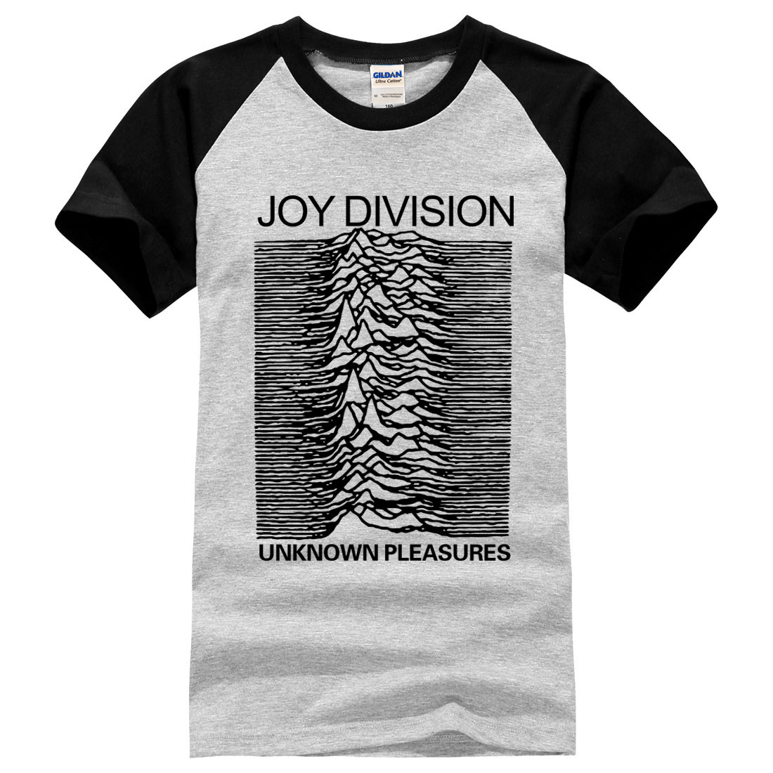 

Men's T-Shirts Wholesale- Euro style Joy Division T Shirts Men Unknown Pleasure Post Punk Gothic t shirt Hot Man Tee O Neck 100% cotton Mens, Black grey
