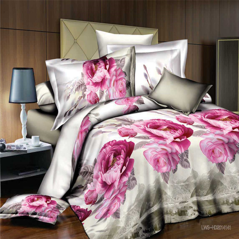 

Noble Peonies Floral Printed 4 Pcs Duvet Cover sets for Woman Girls, King Size Quilt Bed Sheet Pillowcase Bedding Set, Home Textile Wedding Bedclothes