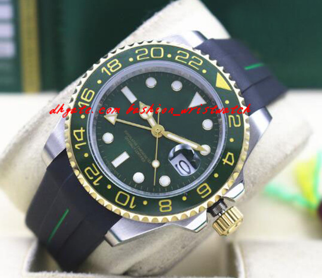 

Fashion Top Quality Luxury Wristwatch 40mm 18K Gold Rubber Bracelet II Ceramic Green Dial # 116718 Automatic Mechanical Men Watches New, Black