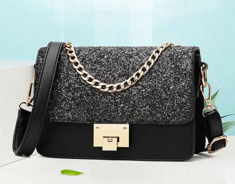 

sequin Evening Bags Women Lady Pu Single Shoulder Messenger Bag with chain 3colors, Blue