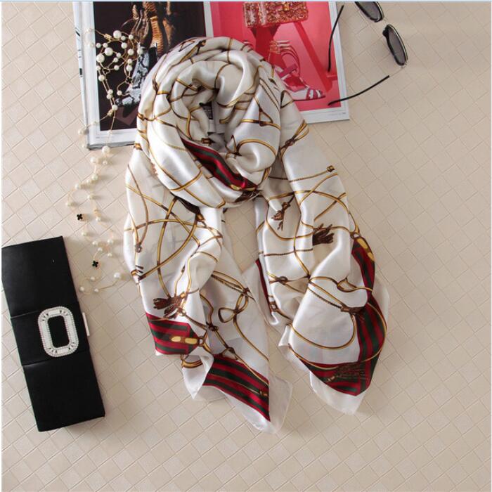 

180x90 cm Women Silk Scarves Summer Sandbeach Shawls Print Elegant Foulard New [1903], Blue;gray