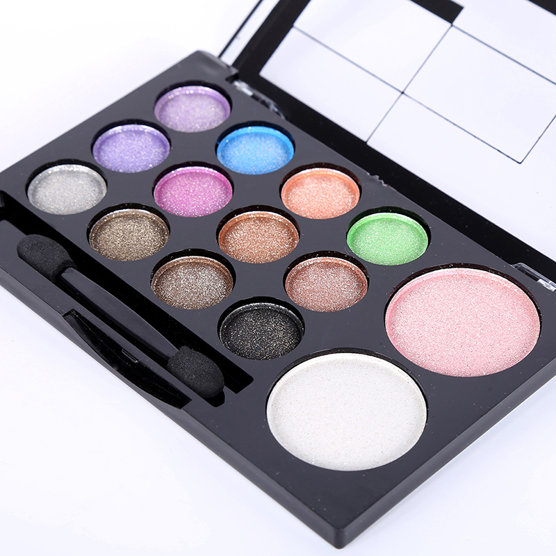 

Wholesale-Waterproof Glitter Smoky Eye shadow Blush Makeup Palette Powder Set 14 Colors, A2