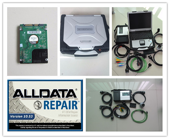 

diagnostic tool super mb star c5 and alldata 10.53 software hdd 1tb with laptop cf30 star diagnose for 12v 24v ready to work